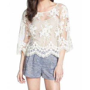 Chelsea28 Cream Floral Lace Blouse